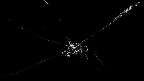 Abstract effect of broken glass with cracks and fractures on black background 스톡 동영상 300152521