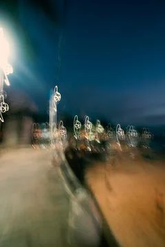 Abstract Effect of Lights on the Seashore Stock Photos