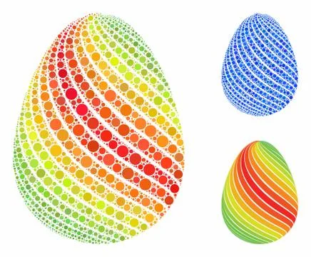 Abstract Egg with Diagonal Stripes Composition Icon of Round Dots Stock Illustration