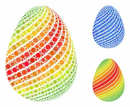 Abstract Egg with Diagonal Stripes Composition Icon of Circles イラスト素材