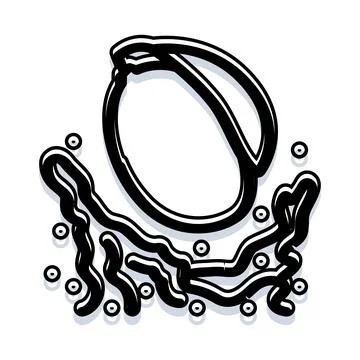 Abstract egg shaped icon hatching among wavy lines Illustrazione stock
