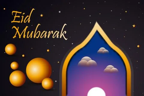 Abstract eid Mubarak background design vector illustration with Islamic aliment. Stock Illustration