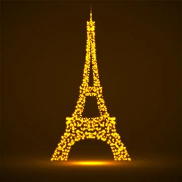 Abstract Eiffel Tower of glowing particles Stock Illustration