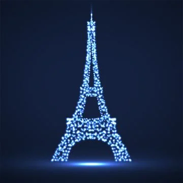 Abstract Eiffel Tower of glowing particles Stock Illustration