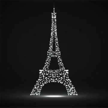 Abstract Eiffel Tower of glowing particles Stock Illustration