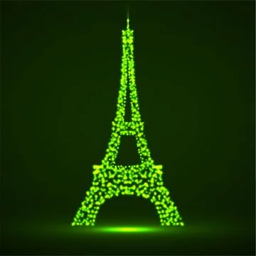 Abstract Eiffel Tower of glowing particles Stockillustratie