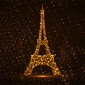 Abstract Eiffel Tower of glowing particles Illustrazione stock