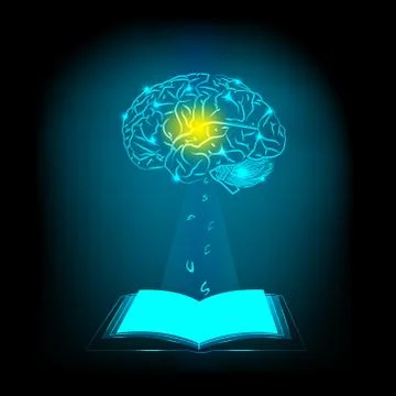 Abstract electric circuit open book,brain concept Stock Illustration