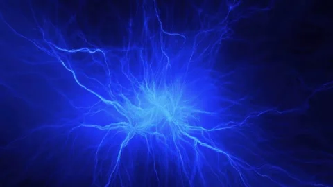 Abstract electric energy burst background with glowing blue lightning rays,.. Stock Footage 342041397