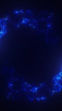 Abstract electric energy ring forming a circular frame on dark background, .. Stockillustratie