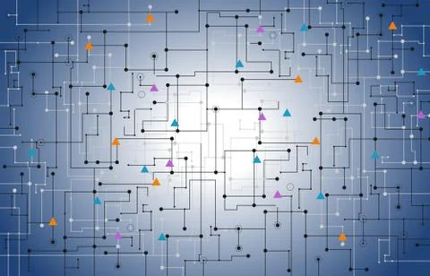 Abstract electric geometric triangle connect lines and dots. Stock Illustration