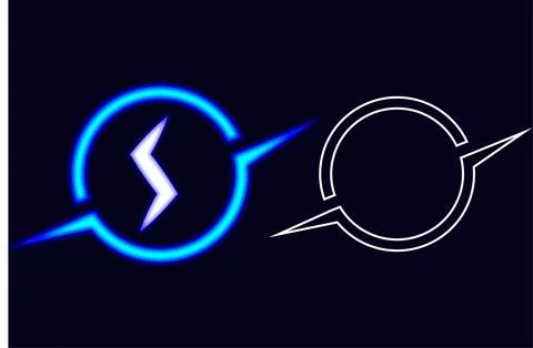 Abstract electric lightning circle logo with glowing energy ring and neon o.. Stock Illustration