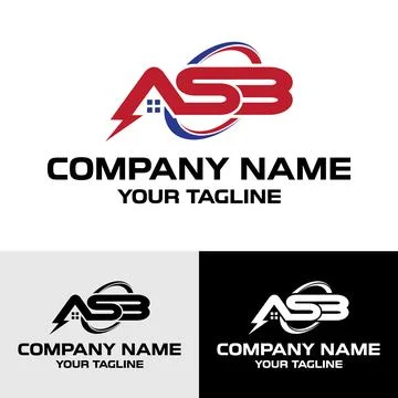 Abstract Electric Modern Initial ASB Letter with Swoosh Vector Logo Design Stock Illustration