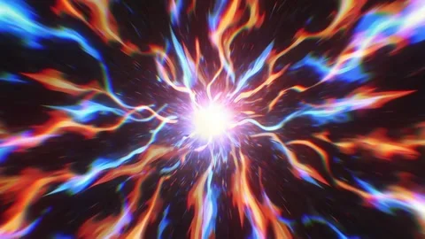 Abstract Electric Plasma Burst Background With Blue and Orange Energy Rays Stock Footage 332298451