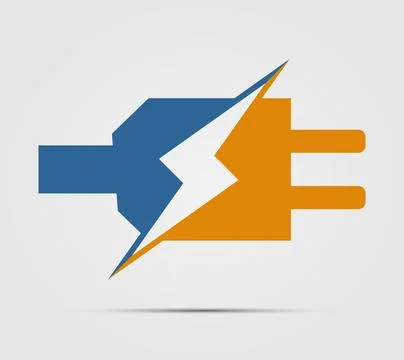 Abstract Electric Plug and Lightning Bolt Icon on a Gray Background Stock Illustration