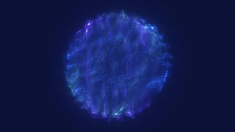 Abstract electric ring of bright blue strands glowing against a dark digita.. Stock Footage 313870696