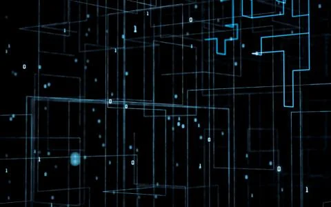 Abstract electrical lines with dark background, 3d rendering. イラスト素材