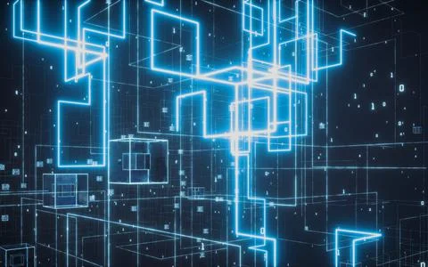 Abstract electrical lines with dark background, 3d rendering. イラスト素材