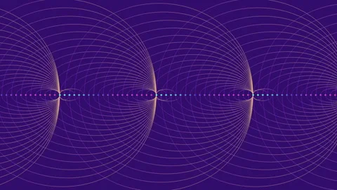 Abstract electromagnetic wave field animation with colorful circular energy Stock Footage 334139512