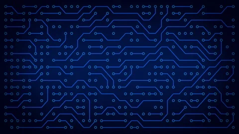 Abstract electronic blue circuit board background. Artificial intelligence Vídeo Stock 125562402