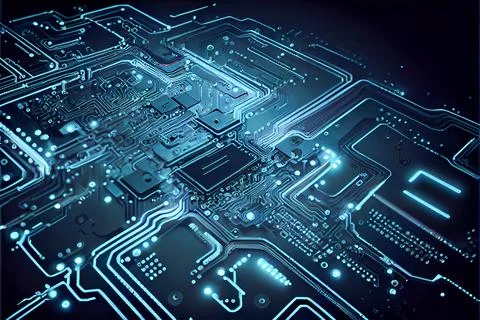Abstract Electronic Circuit Board Background ai generated art Stock Illustration