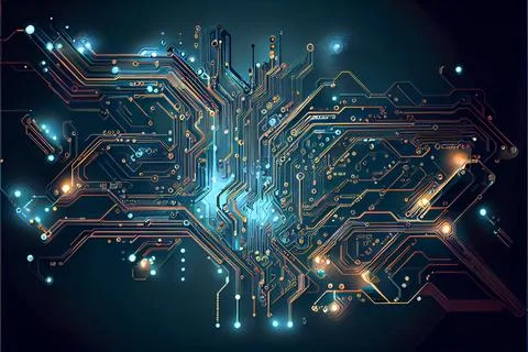Abstract Electronic Circuit Board Background ai generated art Stock Illustration