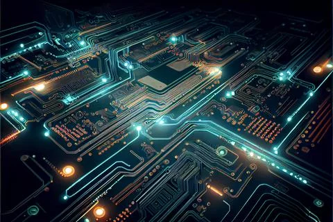 Abstract Electronic Circuit Board Background ai generated art Illustrazione stock