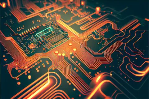 Abstract Electronic Circuit Board Background ai generated art Stock Illustration
