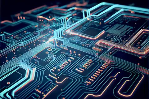 Abstract Electronic Circuit Board Background ai generated art Stock Illustration