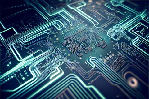 Abstract Electronic Circuit Board Background ai generated art Stock Illustration