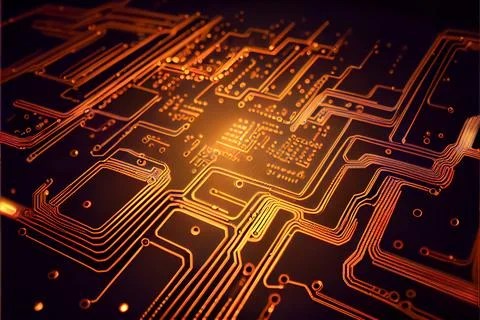 Abstract Electronic Circuit Board Background ai generated art Stock Illustration