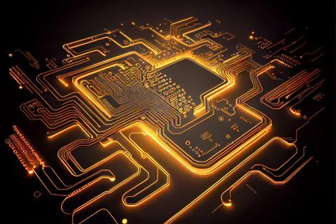 Abstract Electronic Circuit Board Background ai generated art Stock Illustration