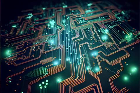 Abstract Electronic Circuit Board Background ai generated art Stock Illustration