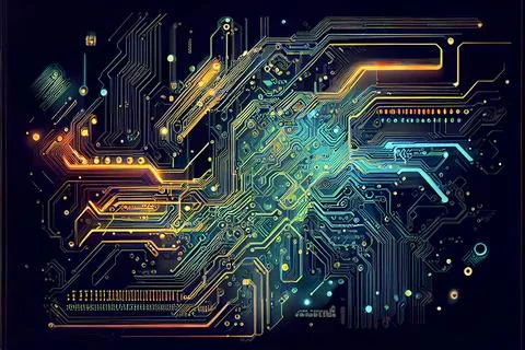 Abstract Electronic Circuit Board Background ai generated art Stock Illustration