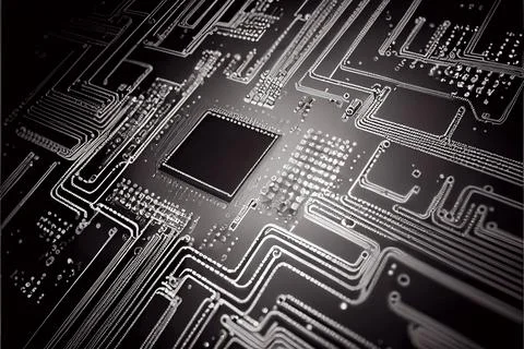 Abstract Electronic Circuit Board Background ai generated art Stock Illustration