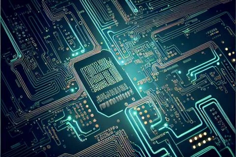 Abstract Electronic Circuit Board Background ai generated art Stock Illustration