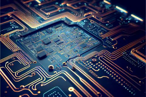 Abstract Electronic Circuit Board Background ai generated art Stock Illustration
