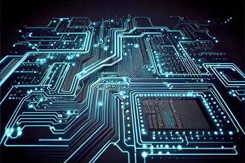 Abstract Electronic Circuit Board Background ai generated art Stock Illustration