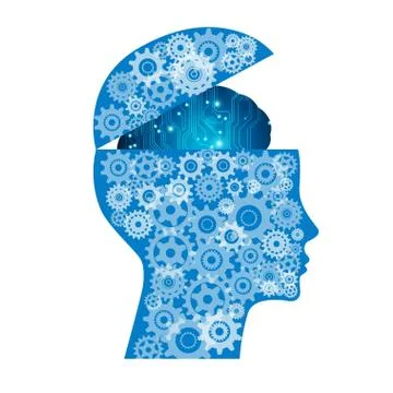 Abstract electronic circuit board brain, AI artificial intelligence concept. Stock Illustration