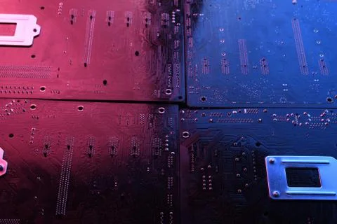 Abstract electronic circuit board, computer motherboard lines and components, Stock Photos