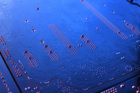 Abstract electronic circuit board, computer motherboard lines and components, Stock Photos