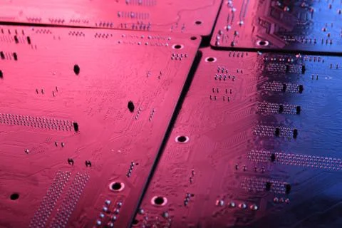 Abstract electronic circuit board, computer motherboard lines and components, Stock Photos