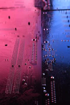 Abstract electronic circuit board, computer motherboard lines and components, Stock Photos