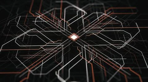Abstract electronic circuit for the distribution of electricity in an urban 스톡 일러스트