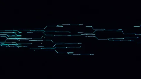 Abstract Electronic Data Element: Technology Digital Lines with Dashes and Glow Stockbeeldmateriaal 125559899
