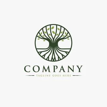 Abstract Elegance Root and tree logo vector icon on white background Stock Illustration