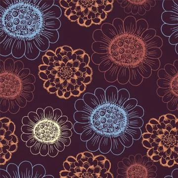Abstract Elegance Seamless pattern with floral Stock Illustration