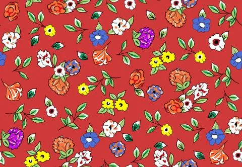 Abstract elegance seamless pattern with floral on red background. Ready for text Stock Illustration