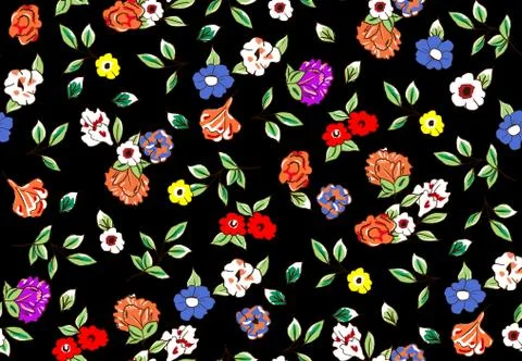 Abstract elegance seamless pattern with floral on black background. Ready for te Stock Illustration