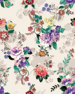 Abstract elegance seamless pattern with floral on light color background. Ready Stock Illustration
